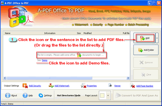 a-pdf office to pdf batch mode add